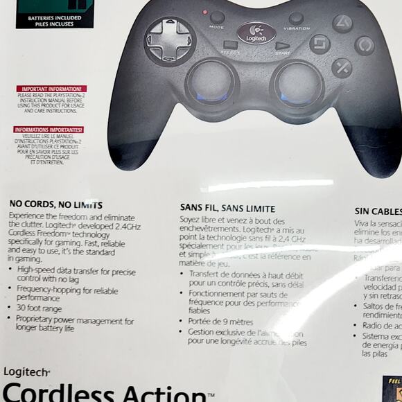 Logitech Play Station 2 PS2 Cordless Action Controller 2.4 GHz NEW SEALED - Picture 7 of 16
